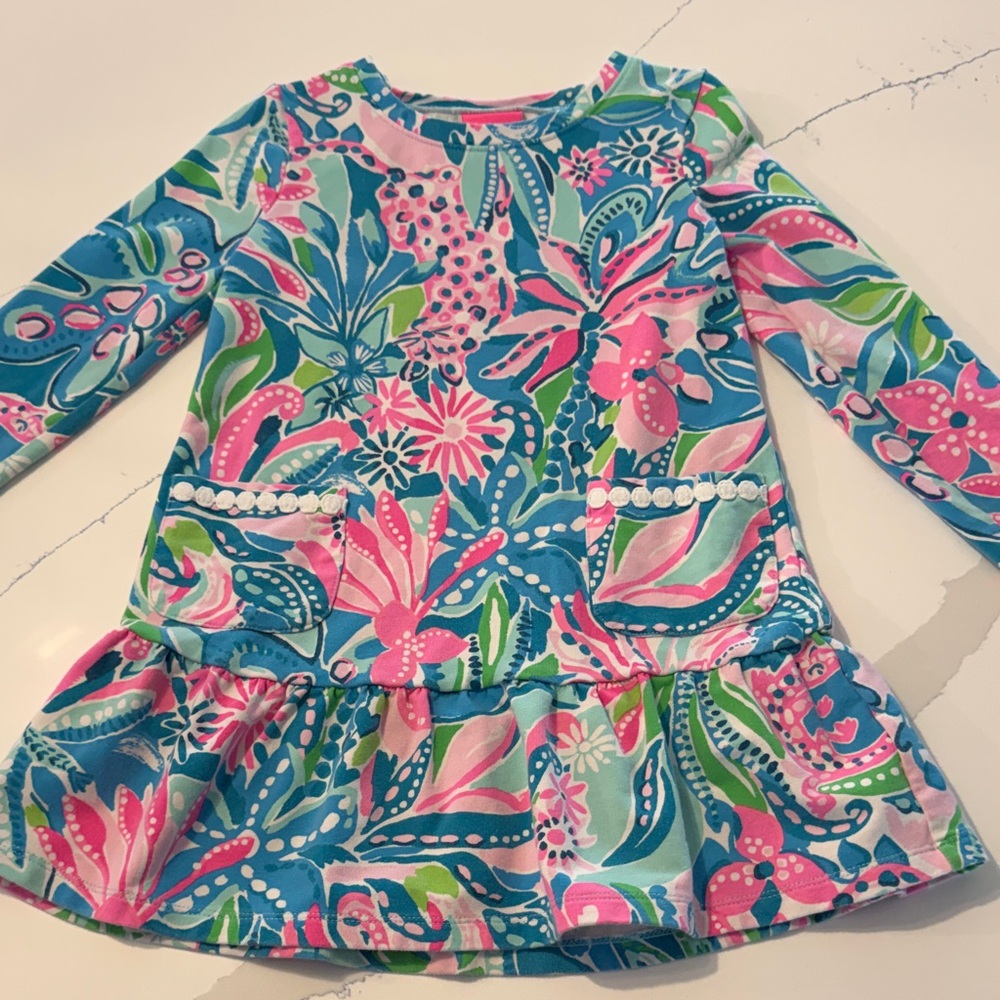 Lilly Pulitzer Colorful Floral Long Sleeve Dress